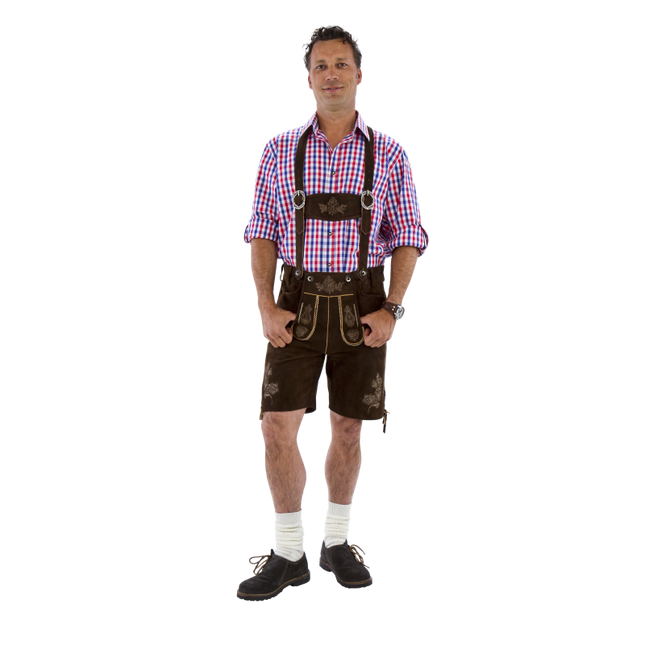 Lederhose krótkie brązowe GEITENLEER/ kurz braun ZIEGENLEDER