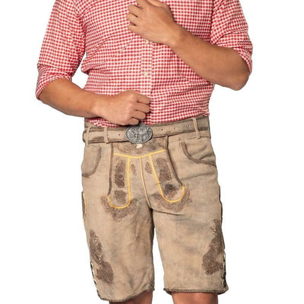 Lederhose Leer Kort Grijs en Riem van Tannhauser koop je bij Partywinkel