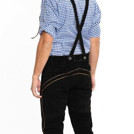 Lederhose Leer Lang Zwart en Bretels van Tannhauser koop je bij Partywinkel