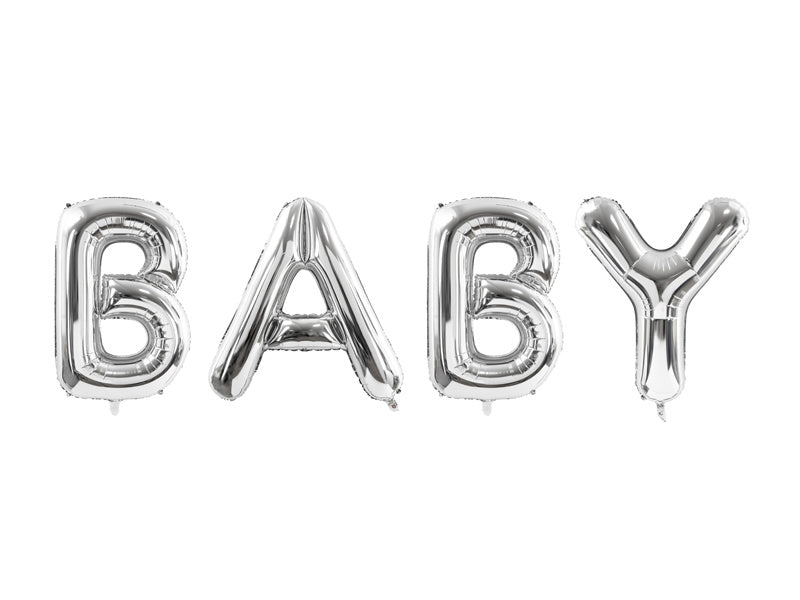 Letterballon Set Baby Zilver Leeg 2,62m van Partydeco koop je bij Partywinkel