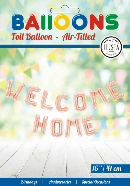 Letterballon Set Welcome Home Rose Goud van WeFiesta koop je bij Partywinkel