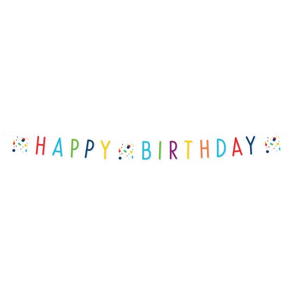 Letterbanner – Confetti Birthday – 180 x 13,8 cm van Riethmueller koop je bij Partywinkel