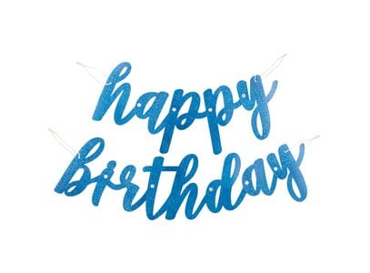 Letterslinger Happy Birthday Blauw 1,68m 2st van Unique koop je bij Partywinkel