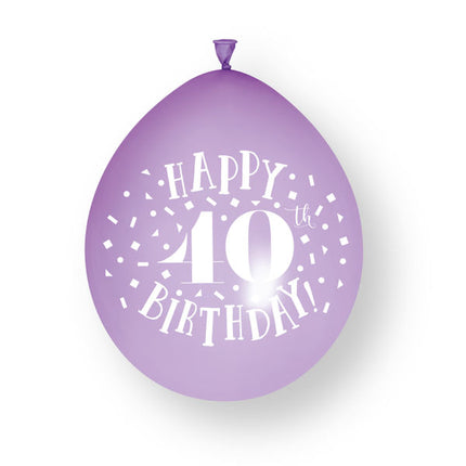 10 szt. balonów lateksowych „Happy 40th Birthday”, 23 cm