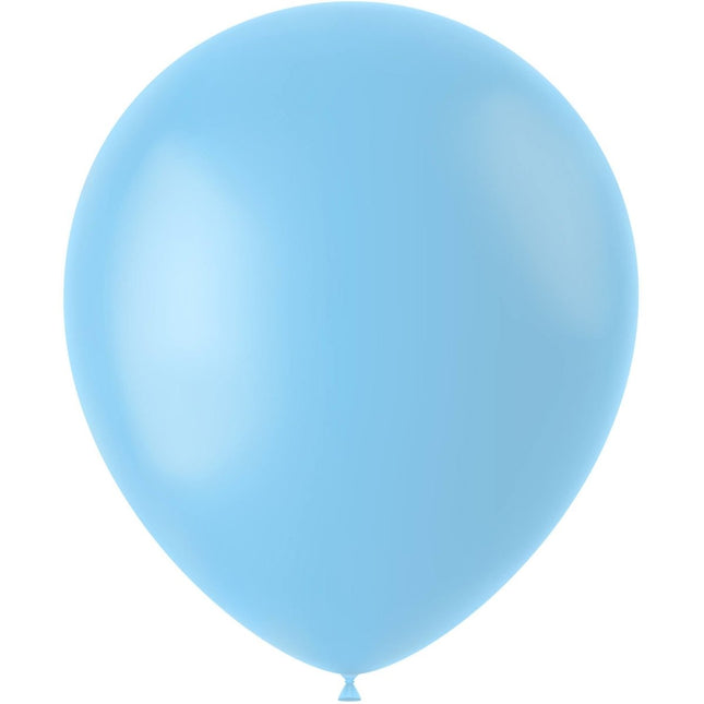 Lichtblauwe Ballonnen Powder Blue 33cm 100st van Folat koop je bij Partywinkel