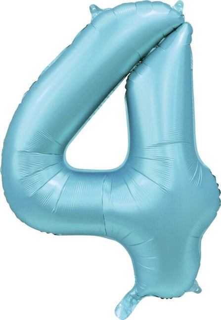 Lichtblauwe Cijfer Ballon 4 Jaar Glans 86cm van WeFiesta koop je bij Partywinkel