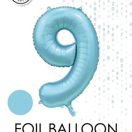 Lichtblauwe Cijfer Ballon 9 Jaar Glans 86cm van WeFiesta koop je bij Partywinkel