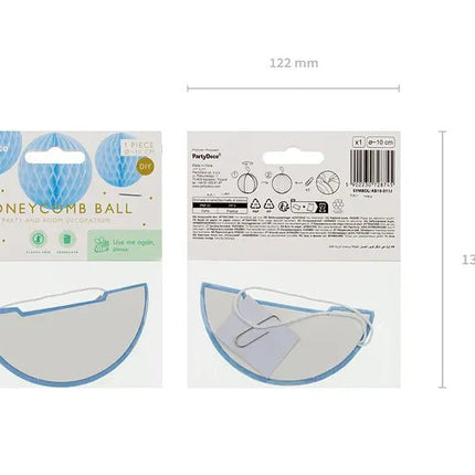 Lichtblauwe Honeycomb 10cm van Partydeco koop je bij Partywinkel