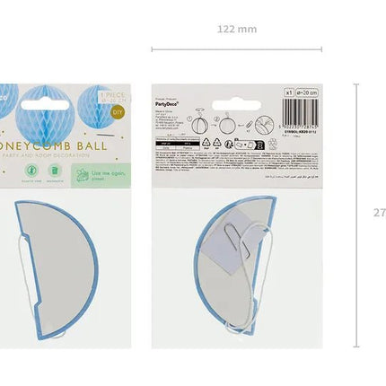 Lichtblauwe Honeycomb 20cm van Partydeco koop je bij Partywinkel