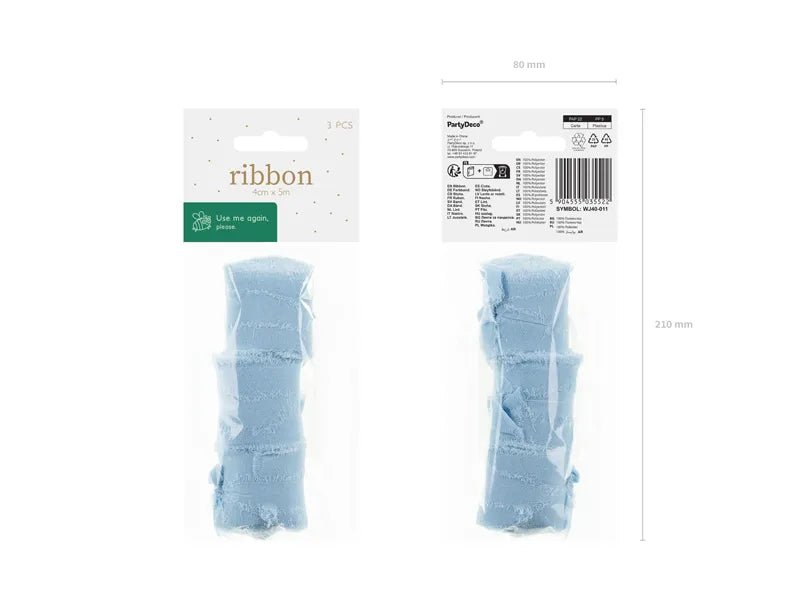 Lichtblauwe Lint 5m 3st van Partydeco koop je bij Partywinkel