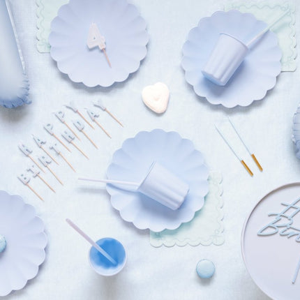 Lichtblauwe Rietjes Plastic 23cm 12st van Partydeco koop je bij Partywinkel