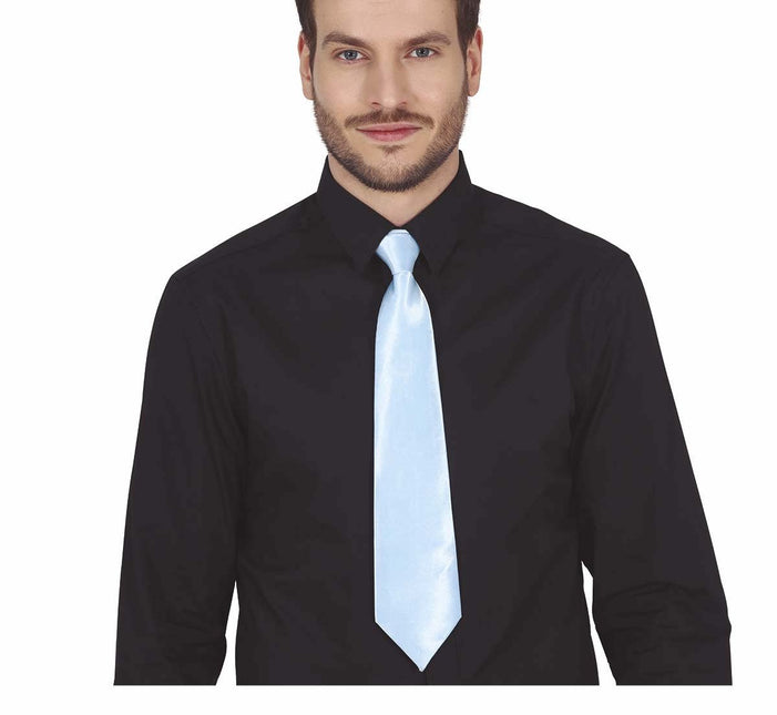 Lichtblauwe Stropdas 40cm van Fiestas Guirca koop je bij Partywinkel