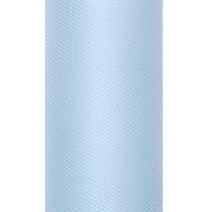 Lichtblauwe Tule Rol 15cm 9m van Partydeco koop je bij Partywinkel