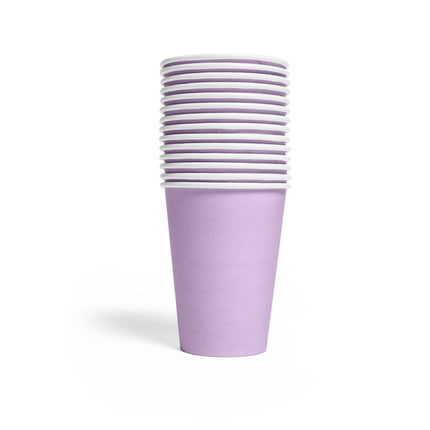 Lila Bekers Papier 210ml 14st van WeFiesta koop je bij Partywinkel