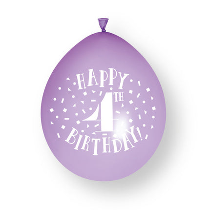 10 sztuk balonów lateksowych Happy 4th Birthday 23 cm