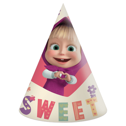 Masha En De Beer Feesthoedjes Gekleurd 6st van Procos koop je bij Partywinkel