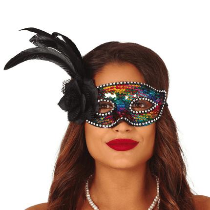 Masker Veren Meerkleurig van Fiestas Guirca koop je bij Partywinkel