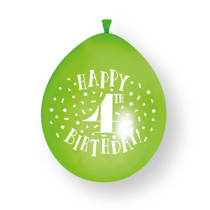 10 sztuk balonów lateksowych Happy 4th Birthday 23 cm