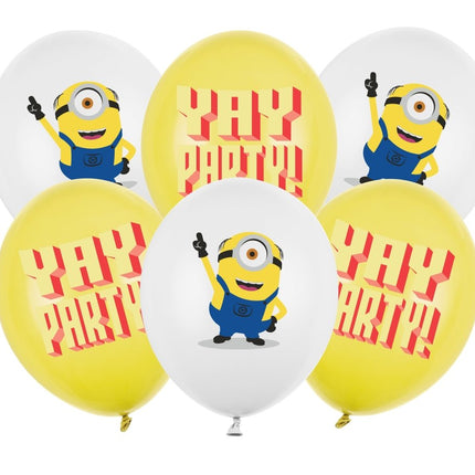 Minions Ballonnen Latex Geel Wit 30cm 6st van Partydeco koop je bij Partywinkel