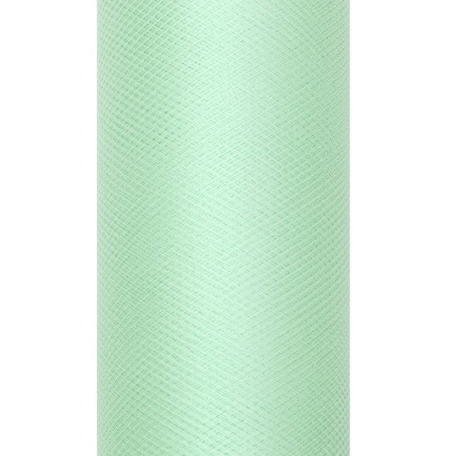 Mintgroene Tule Rol 15cm 9m van Partydeco koop je bij Partywinkel