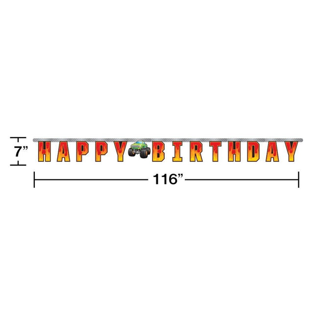 Monster Truck Letterslinger Happy Birthday 2m van Creative Converting koop je bij Partywinkel