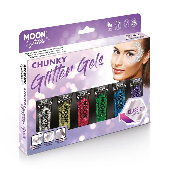 Moon Glitter Classic Chunky Glitter Gel Red 12ml van Moon Creations koop je bij Partywinkel