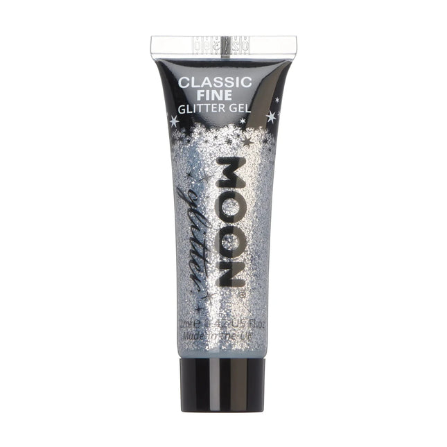Moon Glitter Classic Fine Glitter Gel Silver 12ml van Moon Creations koop je bij Partywinkel