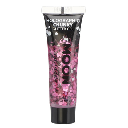 Moon Glitter Holographic Chunky Glitter Gel Pink 12ml van Moon Creations koop je bij Partywinkel
