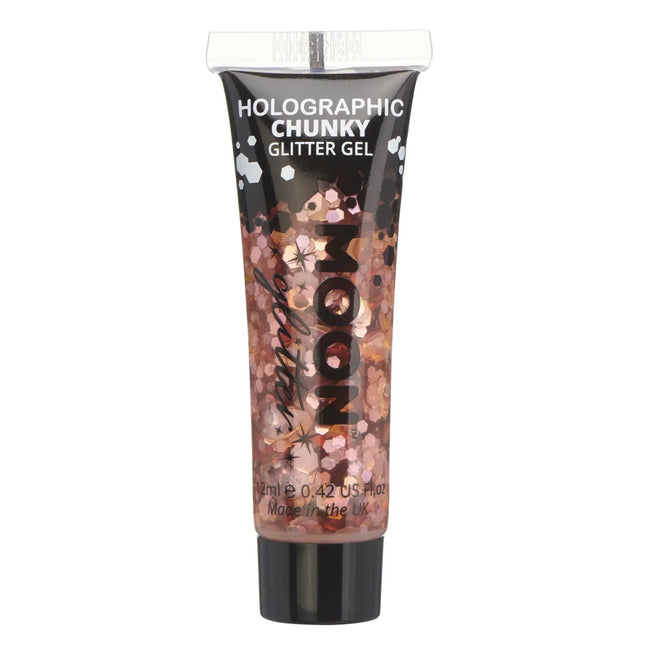 Moon Glitter Holographic Chunky Glitter Gel Rose Gold 12ml van Moon Creations koop je bij Partywinkel