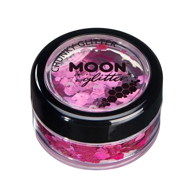 Moon Glitter Holographic Chunky Glitter Pink 3g van Moon Creations koop je bij Partywinkel