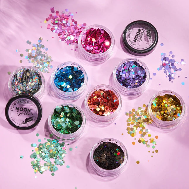 Moon Glitter Holographic Chunky Glitter Rose Gold 3g van Moon Creations koop je bij Partywinkel