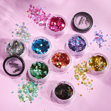 Moon Glitter Holographic Chunky Glitter Silver 3g van Moon Creations koop je bij Partywinkel