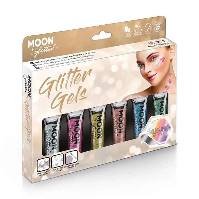 Moon Glitter Holographic Fine Glitter Gel Green 12ml van Moon Creations koop je bij Partywinkel
