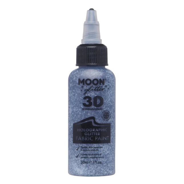 Moon Glitter Holographic Glitter Fabric Paint Black 30ml van Moon Creations koop je bij Partywinkel