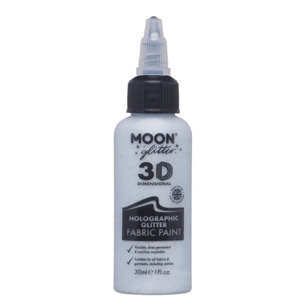 Moon Glitter Holographic Glitter Fabric Paint Silver 30ml van Moon Creations koop je bij Partywinkel