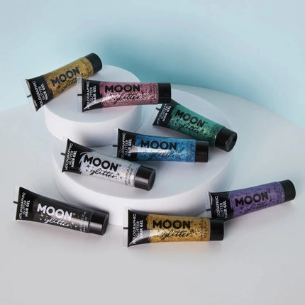 Moon Glitter Holographic Glitter Hair Gel Black 20ml van Moon Creations koop je bij Partywinkel
