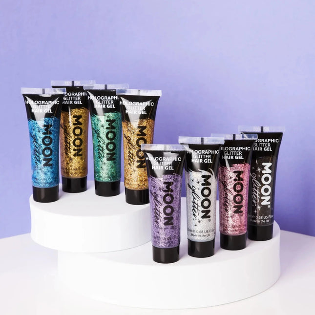 Moon Glitter Holographic Glitter Hair Gel Rose Gold 20ml van Moon Creations koop je bij Partywinkel