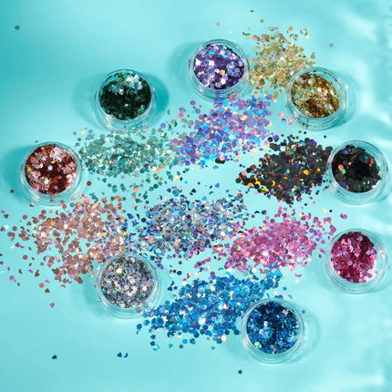Moon Glitter Holographic Glitter Shapes Pink 3g van Moon Creations koop je bij Partywinkel