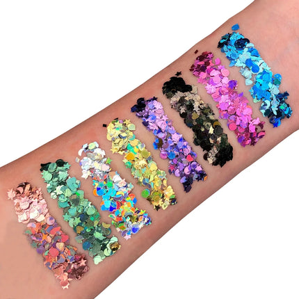 Moon Glitter Holographic Glitter Shapes Rose Gold 3g van Moon Creations koop je bij Partywinkel