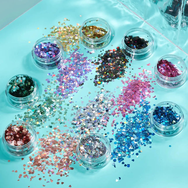 Moon Glitter Holographic Glitter Shapes Silver 3g van Moon Creations koop je bij Partywinkel