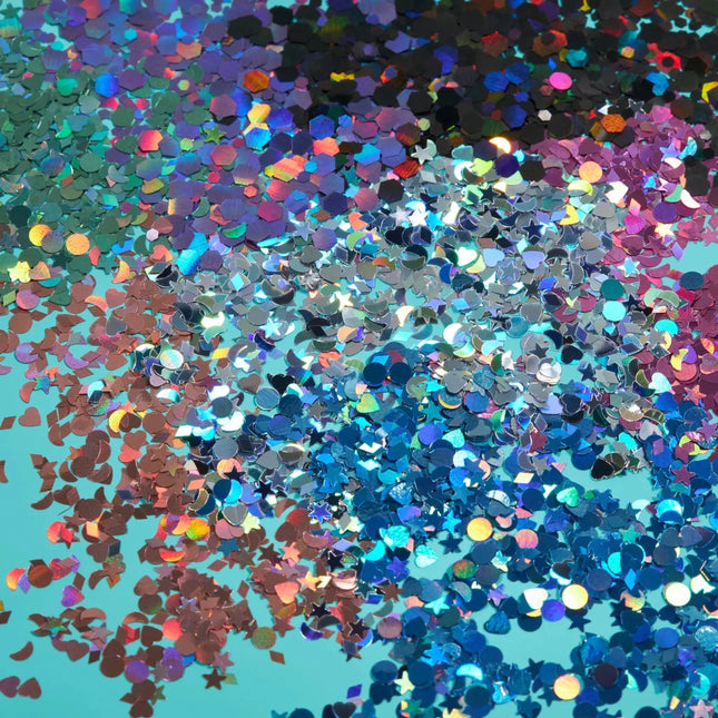 Moon Glitter Holographic Glitter Shapes Silver 3g van Moon Creations koop je bij Partywinkel
