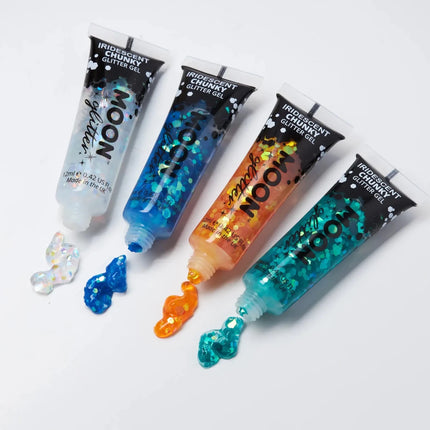 Moon Glitter Iridescent Chunky Glitter Gel Blue 12ml van Moon Creations koop je bij Partywinkel