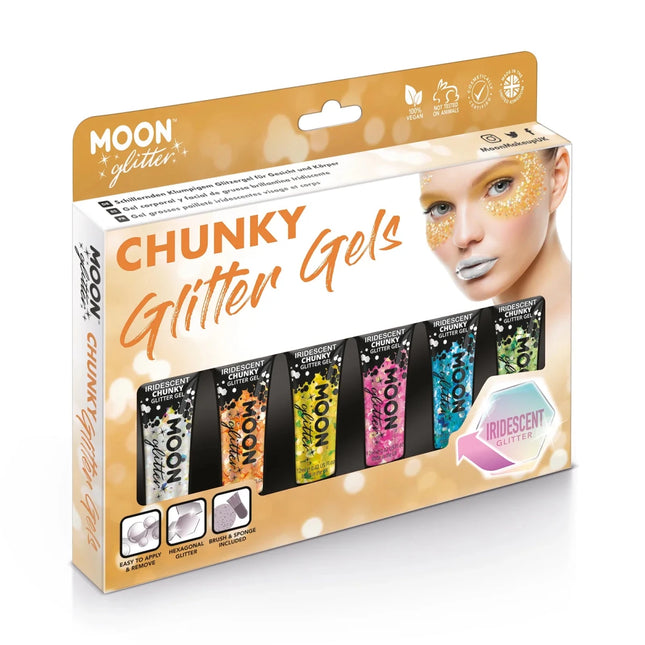 Moon Glitter Iridescent Chunky Glitter Gel Purple 12ml van Moon Creations koop je bij Partywinkel