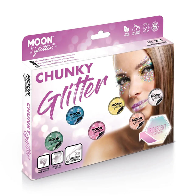 Moon Glitter Iridescent Chunky Glitter Green 3g van Moon Creations koop je bij Partywinkel