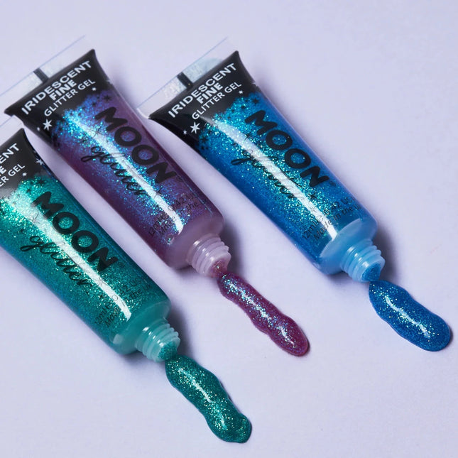 Moon Glitter Iridescent Fine Glitter Gel Blue 12ml van Moon Creations koop je bij Partywinkel
