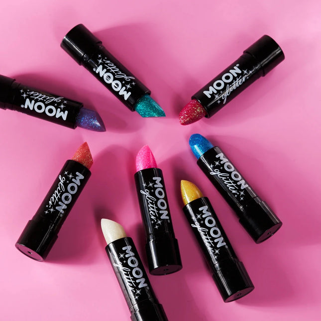 Moon Glitter Iridescent Glitter Lipstick Pink 4.2g van Moon Creations koop je bij Partywinkel