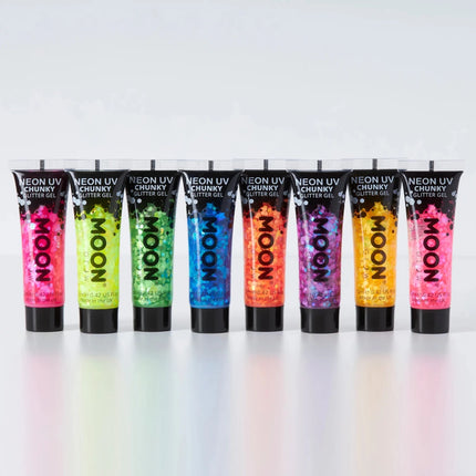 Moon Glow Neon UV Chunky Glitter Gel Orange 12ml van Moon Creations koop je bij Partywinkel