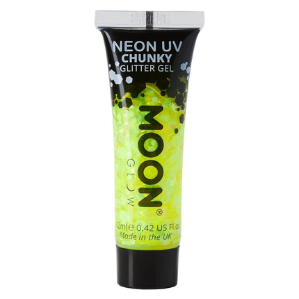 Moon Glow Neon UV Chunky Glitter Gel Yellow 12ml van Moon Creations koop je bij Partywinkel