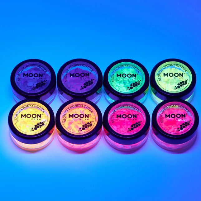 Moon Glow Neon UV Chunky Glitter Golden Yellow 3g van Moon Creations koop je bij Partywinkel
