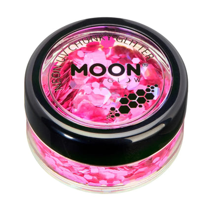 Moon Glow Neon UV Chunky Glitter Hot Pink 3g van Moon Creations koop je bij Partywinkel